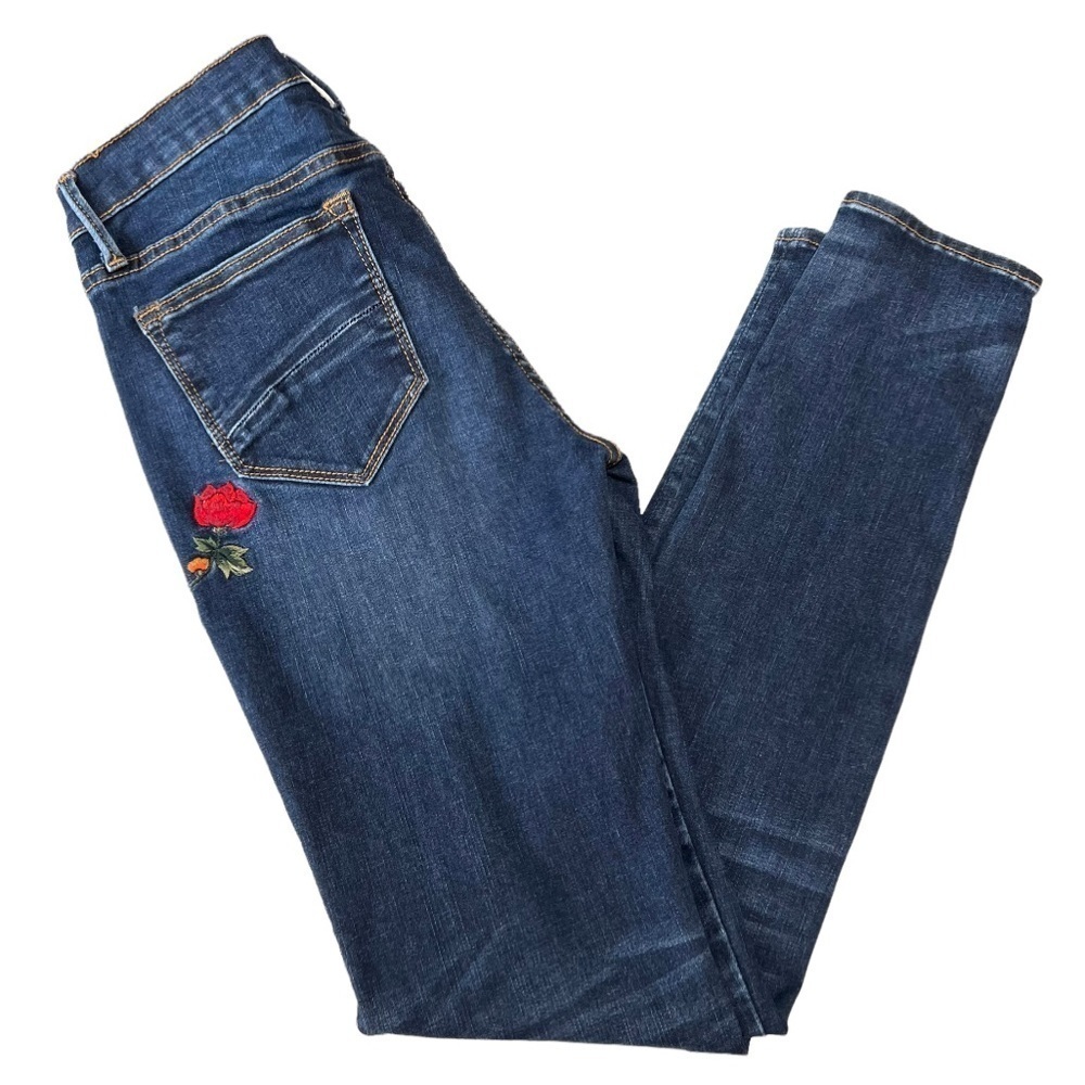 Driftwood Floral Boho Embroidery Distressed Skinny Denim Jeans Women’s 26 - Picture 7 of 11